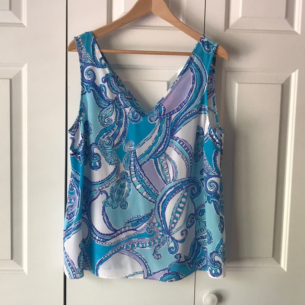 EUC Lilly Pulitzer Cipriani Silk tank top size XL